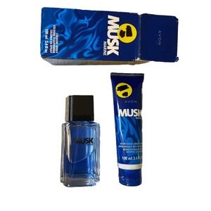 New‎ Avon Musk Marine Cologne Spray & Aftershave Conditioner Balm 3.4 Oz 100 ml